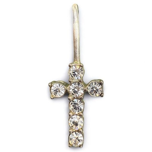 Silver-Tone Cross Pendant with Brilliant CZ Accents - Picture 1 of 16